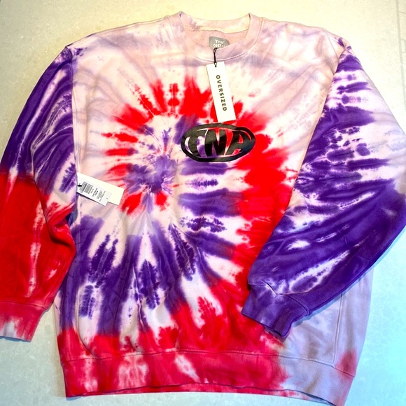 NEW TNA Cozy Fleece Mega tie-dye crew Sweater ⭐️⭐️⭐️⭐️ - Picture 3 of 13
